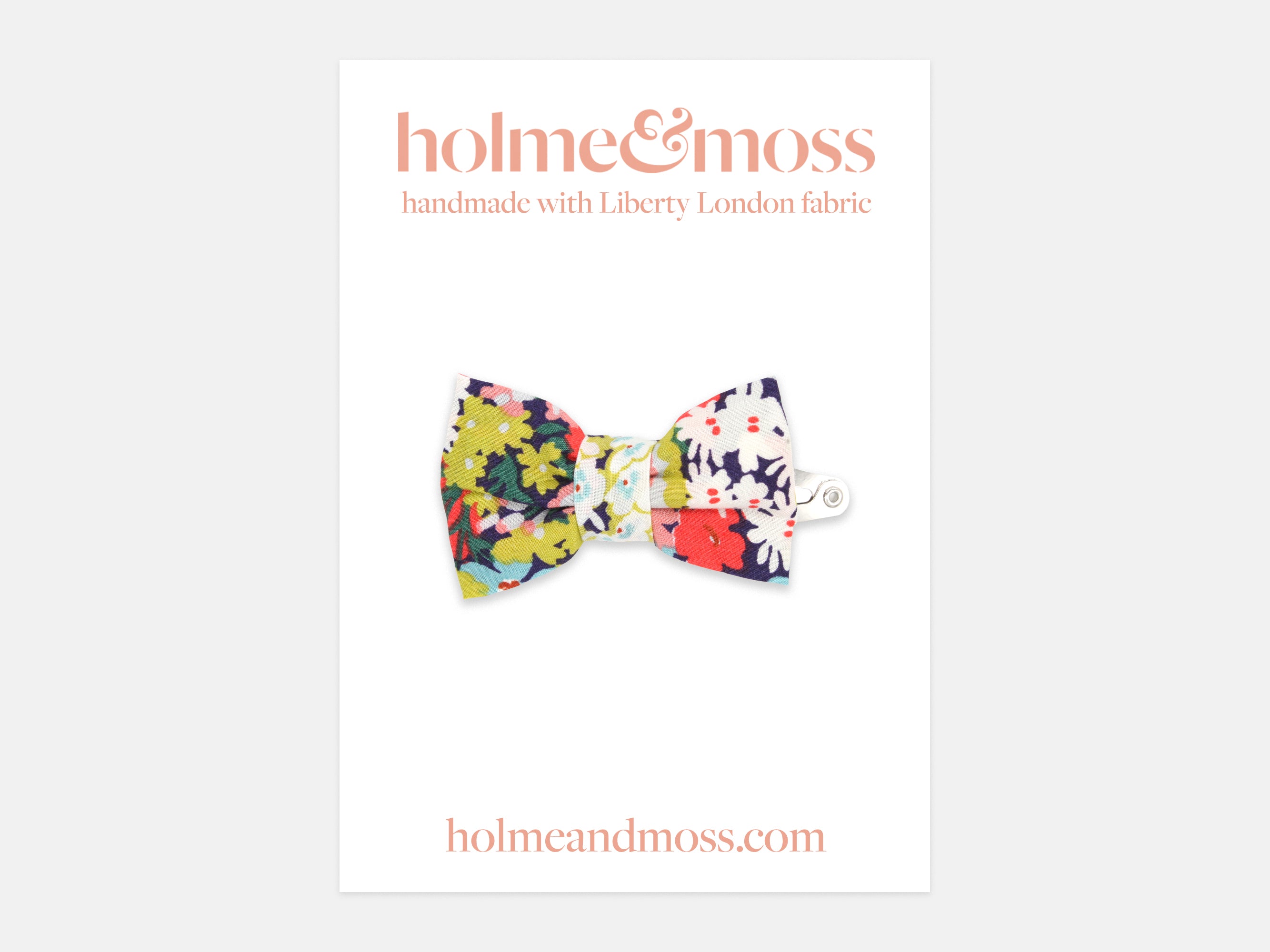 Small Bow Hair Clip - Packaging, Liberty London Thorpe C Print | Holme & Moss