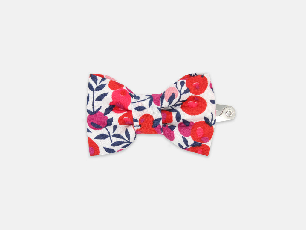 Small Bow Hair Clip, Liberty London Wiltshire Berry S Print | Holme & Moss