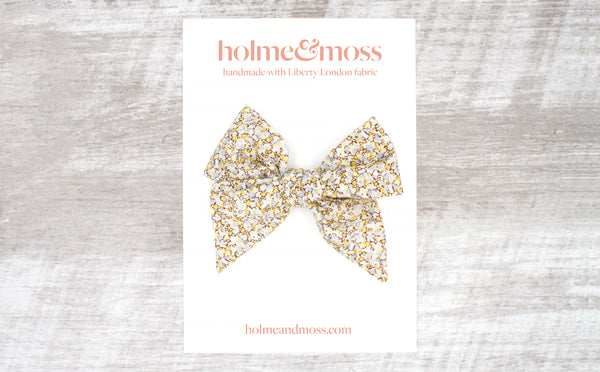 Large Bow Hair Clip - Liberty of London Pepper C-40 Print | Holme & Moss