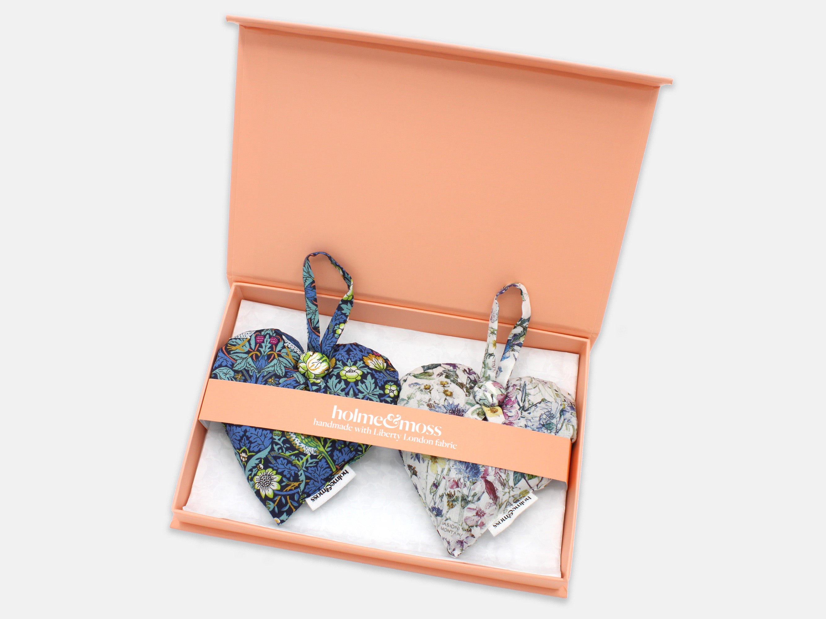 Liberty Print Lavender Heart Gift Box, Set of Two, Strawberry Fields Collection | Holme & Moss